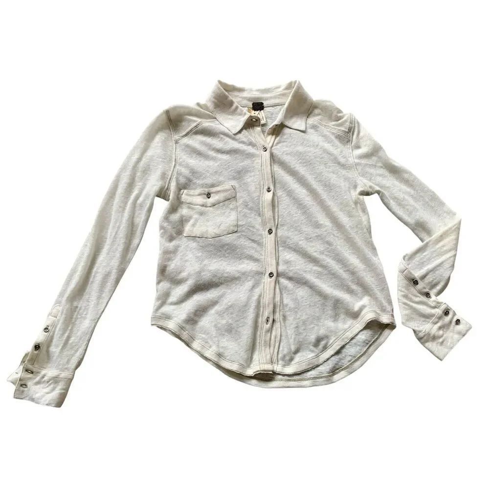 NEW NWOT WE THE FREE PEOPLE Everyday Linen cream Blouse Shirt Top sz XS